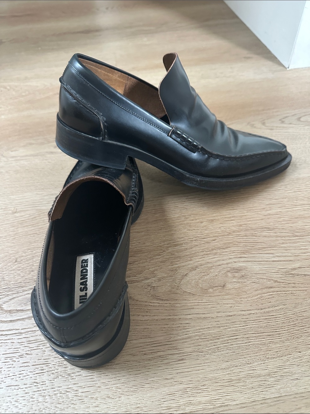 Jil Sander Black Pointed Leather Loafers - Picture 4 of 5